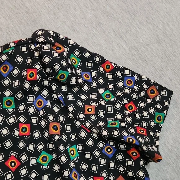 RARE!! Vintage 80's Funky Print Matching Midi Maxi Skirt & Button Up Blouse Set - Picture 16 of 17